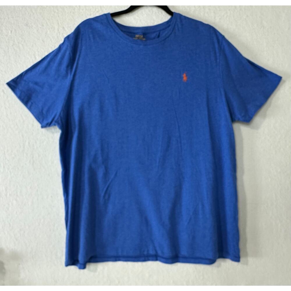Polo Ralph Lauren Crewneck T-Shirt Men's Royal Blue Size XL with Orange Pony